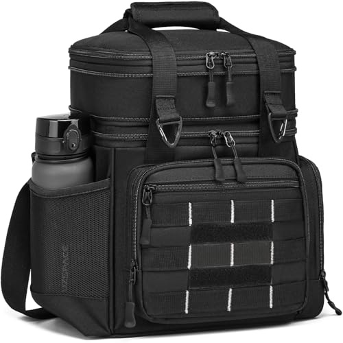 FRETHIND 16L/25L Bolsa Térmica porta Alimentos táctico Bolsa Comida Trabajo para Pícnic Oficina Playa Escuela (Negro, 16L)