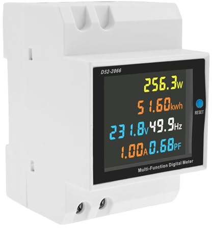 6 in 1 Stromzähler Hutschiene 1 Phasig AC 40-300V 100A Wechselstromzähler mit Beleuchtetes LCD-Display Automatische Datenspeicherung Zwischenzähler Strom für Haushaltsgeräte Schulen Labore