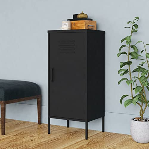 Frdhee Armario de almacenamiento negro 42,5 x 35 x 101,5 cm de acero para productos de limpieza, ropa y accesorios del hogar