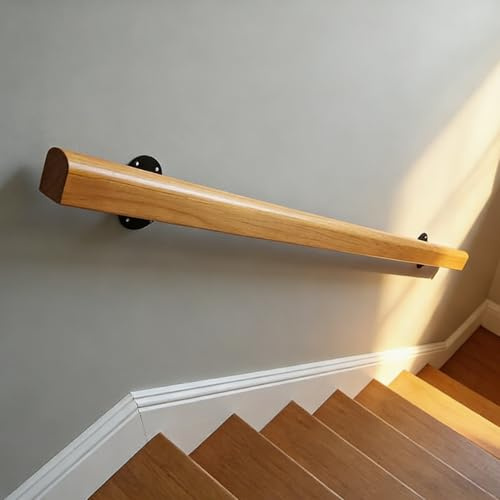 Dawselod 50cm Main Courante en Bois Massif,Fixation Murale Rampe d'Escalier Antidérapante,Barre de Sécurité Robustesse pour Marches Intérieur et Extérieur,Idéal pour Personnes Âgées