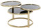 FineBuy Mesa de Centro Moderna Redonda 58x58x43 cm Cristal y Metal | Mesa Auxiliar Extensible para Salón Negro e Oro | Mesita Café para Sofá