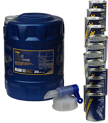 MANNOL TS-8 UHPD Super 5W-30-4 Bidon de 20 l avec 4 stops de fuites et moteur Doctor + Flush