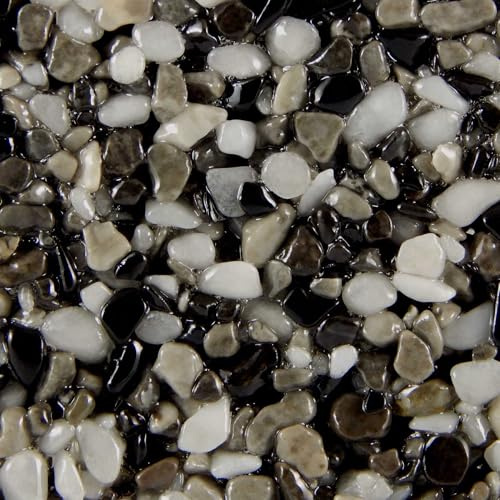 Terralith Steinteppich Marmor Komplett-Set für 1qm - Körnung: fein - 2-4mm mit Epoxidharz Bindemittel - für Innen in schwarz-weiß (contrasto due)