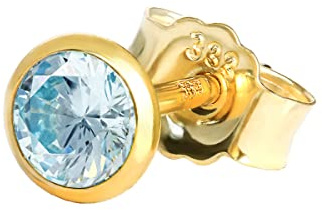 NKlaus Einzel Ohrstecker echt Blautopas Gelbgold 333 8 Karat Gold 4,0mm kleine Ohrring 7996