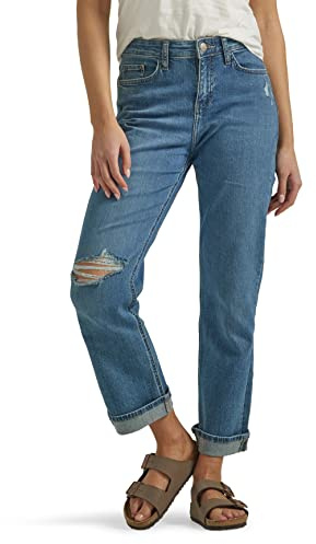 Lee Jeans Boyfriend de Tiro Medio para Mujer, Azul, 42