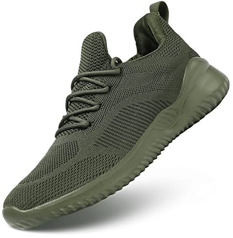 Kapsen Men's Non Slip Running Shoes Ultra Light Breathable Casual Walking Shoes Fashion Sneakers Mesh Workout Sports Shoes ArmyGreen