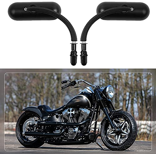 goodfitment - Black Oval Shape Motorcycle Mirrors,Upgrade Rearview Motorcycle Mirrors Compatible with Harley Road King Softail Street Glide Electra Dyna And More