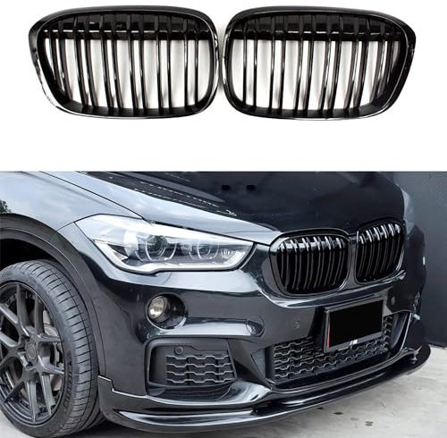 Gangying F48 Rejilla De Radiador para BMW Serie X1 F48 F49 Parrilla Doble Serie X1 F48 F49 riñones Negro Touring 2016 2017 2018 2019