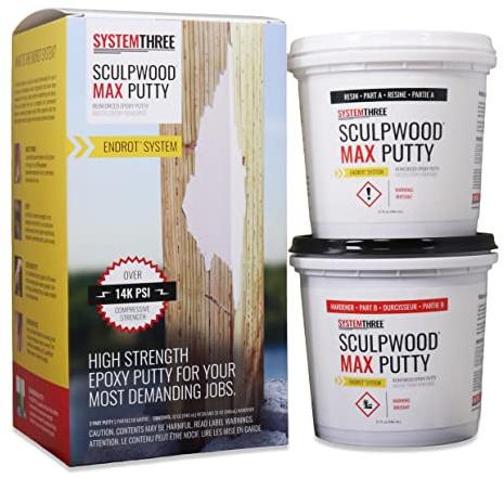 System Three SculpWood Max Putty Epoxy Wood Filler, 1/2 Gallon Kit