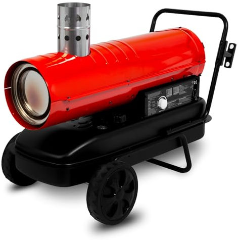 EBERTH Heizkanone 20 kW Indirekt, Heizgebläse Diesel/Öl mit Abgasrohr, Thermostat, Luftdurchsatz 750 m³/h, 19 L Tank, Ölheizgebläse mit Überhitzungsschutz, Flammensicherung, Ölheizung, Dieselkanone