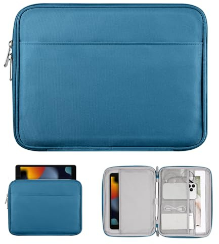 TiMOVO 9-11 Borsa per Tablet per iPad 11 Pollici A16 2025, iPad 10a Gen. 10.9, iPad 10.2, iPad Air 11/5a/4a Gen. 10.9, Galaxy Tab A9 Plus 11, Custodia per Il Trasporto con Tasca, Blu Pavone