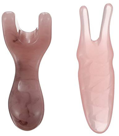 TOVINANNA 2St Massagegerät Gesicht Massageschaber Akupressurstab Hautmassagebrett Taschen aus Kürbisblättern health wellness beewax Nasenschaber Körper Werkzeug Massagekreis Bienenwachs Rosa