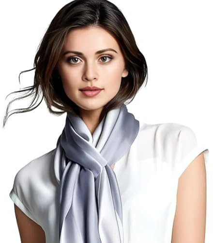 LA FERANI Seidentuch Grau Uni Farbe Halstuch einfarbig Tuch Silber für Anzug formelle Anlässe 90x90cm Bandana Geschenk stilvoll (Grau)