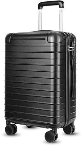 YOETEY Handgepäck Koffer aus Polycarbonat Hartschale mit leisen 360° Drehrollen & TSA Schloss, Schwarz, 56x36x24 cm