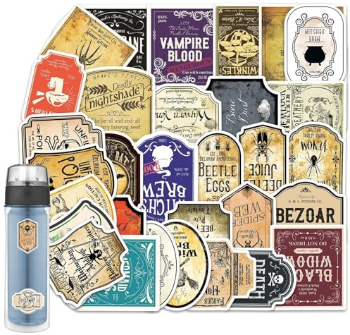 Lot de 50 autocollants de transaction d'Halloween pour petites bouteilles - Étiquettes vintage d'Halloween - Autocollants pour bouteilles de vin d'Halloween - Pour bouteilles en verre - Lap