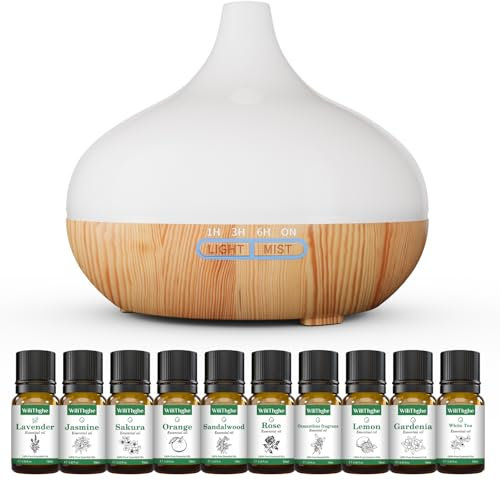 Aroma Diffuser Set für ätherische Öle 500ml Fernbedienung 14 LED Farben 4 Timer Einstellungen Raumduft Ideal für Entspannung, Wellness & Aromatherapie
