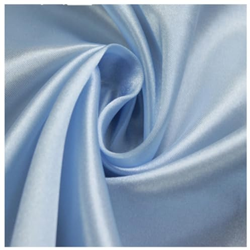 AMateschitz Tissu de doublure en satin au mètre - Tissu en polyester doux - Tissu en coton à coudre - Couleur unie - 28 couleurs - Pour robes, vestes, manteaux, pantalons, jupes, meubles - Bleu ciel