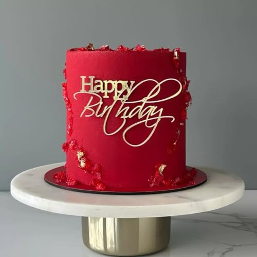 Wlropted 1PCS Happy Birthday Cake Topper, Gold Mirror Acrylic Happy Birthday Cake Sign Decorations for Party Decoration Ideas, Perfect Keepsake for your family and friends