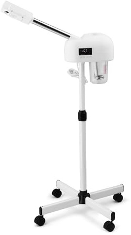 Karl home Professional Facial Steamer with LCD Display & Timer Function, Ozone Humidifier Sprays Face Spa Mist, Adjustable Arm & Height for Home Beauty Salon, Personal Skin Care Deep Cleaning, White