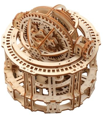 Cubertime Tourbillon Timer 3D trä monteringsmodell kit (218 st) – dubbel axel mekanisk växellåda urverk skulptur med gör-det-själv färgset