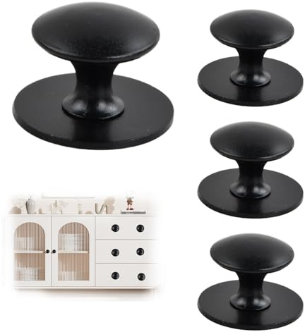 Aohyue 4 pomelli autoadesivi per mobili in acciaio inox, colore nero, pomelli rotondi per armadi senza foratura, ideali per cassetti, porte della doccia, armadi a specchio, armadi e porte in vetro
