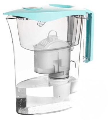 LAICA MikroPLASTIK-STOP Caraffa Filtrante - 3L - Azzurro - con 1 Filtro bi-flux e 1 Filtro MikroPLASTIK-STOP, Preserva i sali minerali e Riduce le microplastiche - Timer analogico - Made in Italy