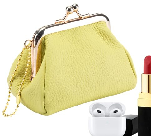 Portamonete in pelle – Pelle bovina a grana superiore | Borsa porta rossetto compatta da donna | Elegante mini organizer borsone per cosmetici, pochette da sera, articoli essenziali quotidiani fatti a