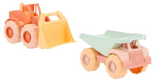 Monnëka Set Veicoli da Cantiere Bambini | Camion Ribaltabile + Escavatore da Spiaggia | Giocattoli Resistenti per Sabbia e Acqua | Sviluppa Motricità e Gioco Simbolico dai 6 Mesi | Orange