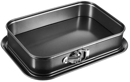 Rektangulär kakform – 30 x 20 cm, non-stick belagd, återanvändbar, bakform med avtagbar, ugnssäker, hållbar form | perfekt bakform för köket hemma för ostkakor, mousse