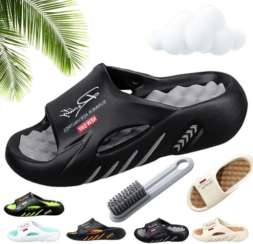 Kidlupe Men's Eva Cloud Slides, Thick-Soled Non-Slip Summer Slippers For Beach & Shower, Cloud Slides Men, Arch Support, Non-Slip, Suitable For Wet And Dry Use, Built For All‑Day Ease