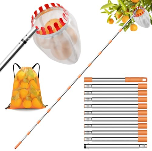 Fruktplockare med 4,2 m teleskophandtag, körsbärsplockare, diameter 16 cm