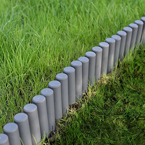casa.pro Bordure per Aiuole Giardino Elementi Cilindrici in Plastica Set da 10 Blocchi con Lunghezza Tot 2,7 m Palizzate per Delimitare Aiuole - Grigio Scuro