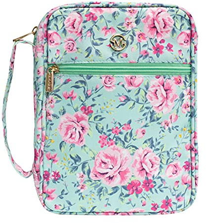 G-LEAF Bible Cover Case/Book Cover, Bible Case for Women Girls, Bible Cover Bags Floral Pattern With Handle Fits for Standard Size Bible, 9.5x6.7x2.5 In