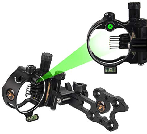 SHARROW Bow Sight 5 Pin / 7 Pin Mirini Vista dell'Arco Composto Retina Micro Regolabile 0,019 Fibra Ottica Alluminio Lega Visione per Archi Composti (DB9170 Nero(7 Pin))