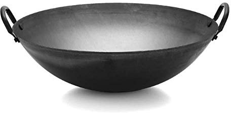 ZCXBHD Pentola Tradizionale In Ferro Rivestito Antiaderente Fatta A Mano Wok In Ghisa Padella Padella Per Wok/Padella Grande Professionale Con Manico In Acciaio,60cm