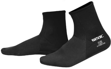 SEAC Prime, Calzari in Neoprene 2 mm, Foderati in Nylon, Calzini da Subacquea Unisex-Adult, Nero, S