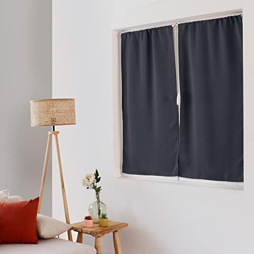 ED ENJOY HOME Tenda oscurante con passante, passante, grigio scuro, 60 x 120 cm, 100% poliestere, tessuto certificato Oeko-TEX, collezione liquirizia