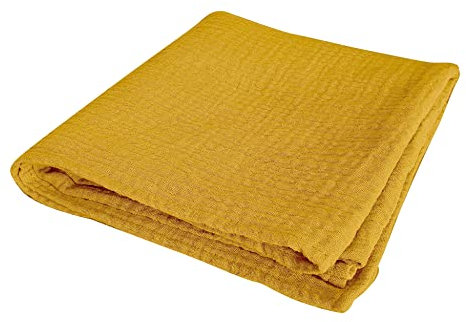 Spannbettlaken, 100% Baumwoll-Gaze, 70 x 140 cm, Senf