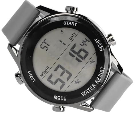 VGEBY Digital Chronograph Watch, WR50M ABS Plastic Waterproof Luminous Large Screen Outdoor Sports Watch for Men (Grey)
