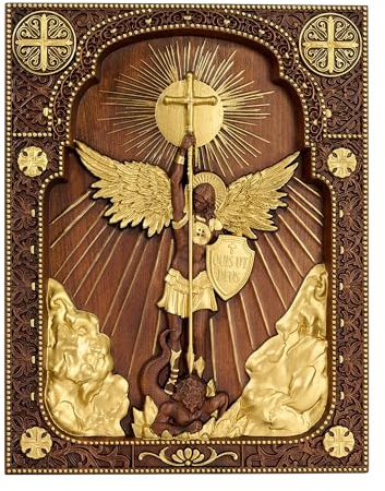 bgcarpenter Archangel Michael Wall Decor Religious Handmade Wooden Wall Art Plaque 20 Inch