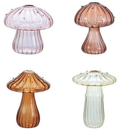 BlogBlog Vase en verre pour champignons, mini vase à fleurs, vase créatif en verre pour plantes hydroponiques (4 couleurs)