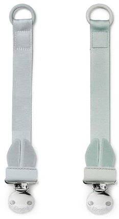 Elodie Details 2-pack napphållare och klämma i tyg i rostfritt stål, för pojkar och flickor, universell silikonring - Sunrise Blue/Mineral Green
