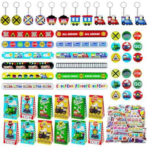 Hmfmdy Tren para fiestas de cumpleaños infantiles, 86 unidades, regalos para fiestas de tren, juguetes para carreras de coches, fiestas, regalos para niños y niñas, decoración de fiestas de cumpleaños