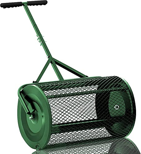 Épandeur de compost pour pelouse et jardin avec poignée ergonomique en forme de T – Parfait pour une distribution uniforme de l'engrais Idéal pour l'herbe et les parterres de fleurs et facile à