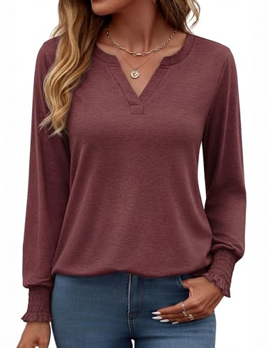 Gyabnw Blouse Femme Col V Manches Longues Bouffantes à Volants | Manches bouffantes à volants, Poignets froncés, Coupe raffinée, Idéale pour bureau et occasions