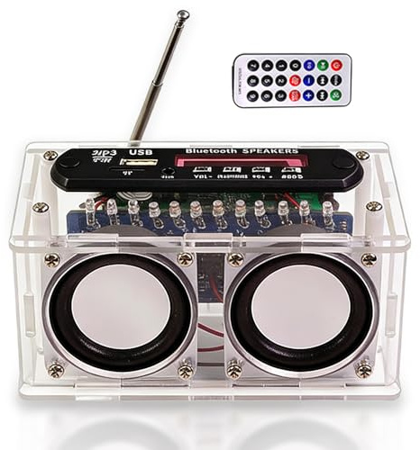 Gör-det-själv elektronik högtalare lödning byggsats Bluetooth-kit, elektronik Bluetooth-högtalare med FM-radio gör-det-själv lödning byggsats, fjärrkontroll musikspelare projekt med LED-ljudkontroll
