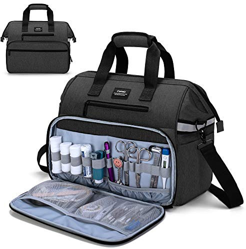 CURMIO Medizinische Tasche, Erste Hilfe Set Aufbewahrungstasche, Tragetasche für Medizinstudent, Krankenschwester, First Aid Kit Notfalltasche für Unterwegs,(Patent Angemeldet) Schwarz