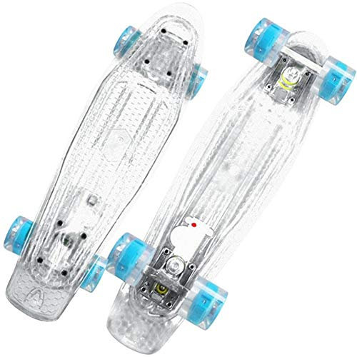 WPHH Profi Skateboard Komplette Doppel Verzogen Bord Fisch Skateboards Für Anfänger Kick Skate Board Für Jungen Mädchen Kinder,Clear
