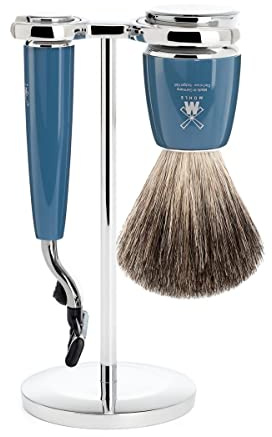 MÜHLE RYTMO - Juego de afeitado en húmedo de 3 cuchillas Pure Badger de 3 piezas, perfecto para uso diario, calidad de barbería, afeitado suave y cercano