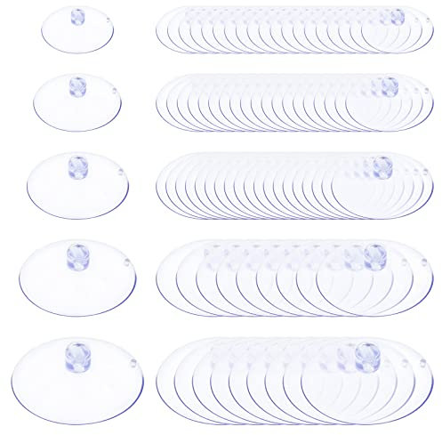Glarks 80 ensembles de ventouses de 25mm 30mm 35mm 40mm 45mm, 5 tailles Ventouse anti - collision en caoutchouc sans crochet avec trou